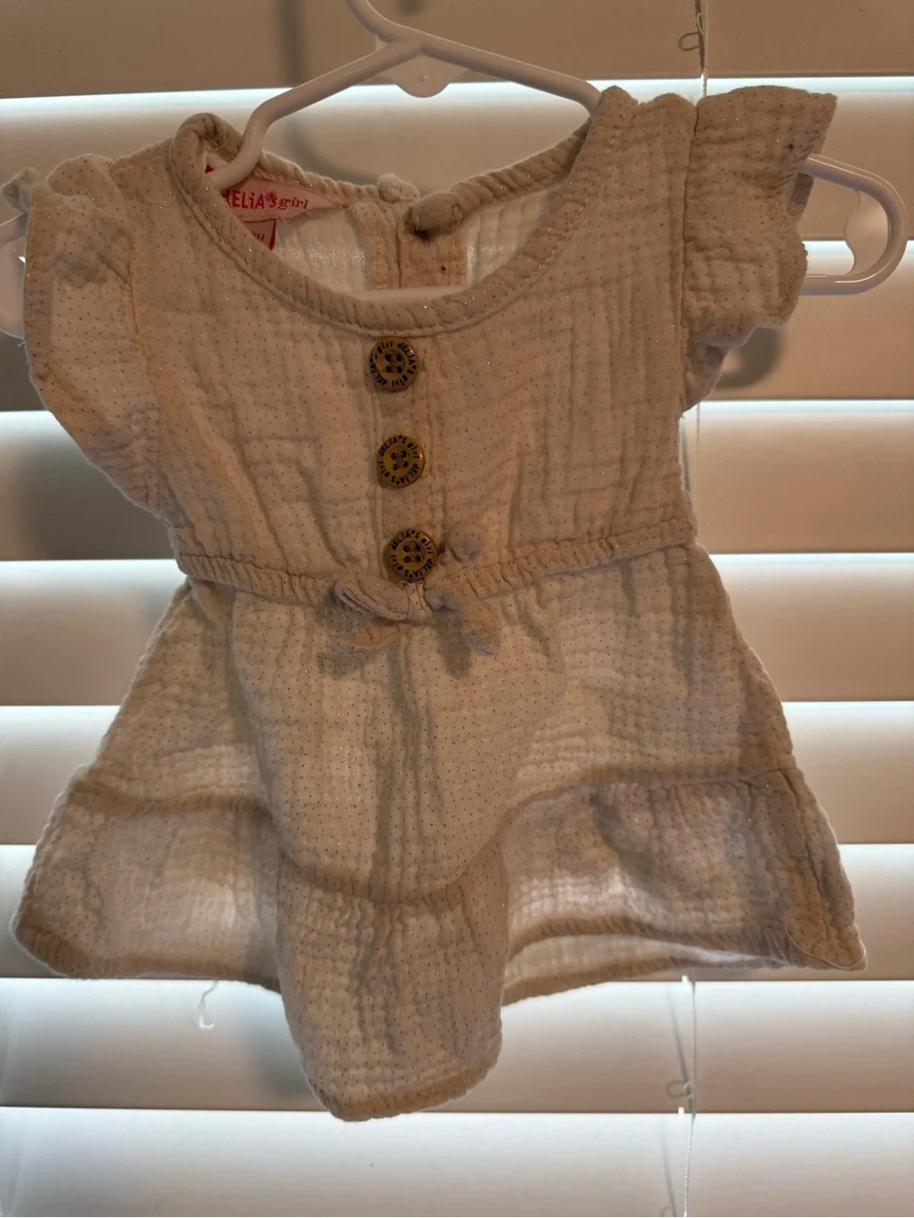 Delia’s Girl Cream Gold Sparkle Dress Baby